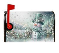 Coperture magnetiche per cassetta delle lettere con pupazzo di neve, 53 x | Tema stagionale invernale, copertura per cassetta postale, tavolozza di colori verde menta, eleganti dettagli ornamentali