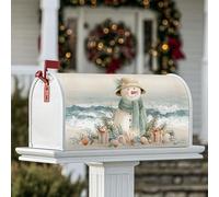 Coperture magnetiche per cassetta delle lettere con pupazzo di neve, decorazione per porta d'ingresso, 45 x 53 cm