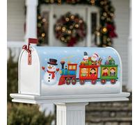 Coperture magnetiche per cassetta delle lettere con pupazzo di neve, treno natalizio per bambini, decorazione per esterni, giardino, cortile, 45,7 x 53,7 cm