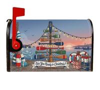 Coperture magnetiche per cassetta delle lettere con remi natalizi nautici | tema nautico, copertura per cassetta delle lettere, decorazione costiera, tramonto sul mare, giochi di parole festivi