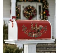 Coperture magnetiche per cassetta delle lettere con renna, rustiche vintage slitte agrifoglio di Natale rosso copertura per la casa e il giardino, decorazioni 45,7 x 53,7 cm