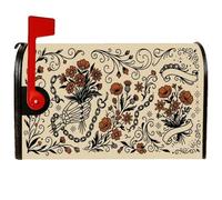 Coperture magnetiche per cassetta delle lettere con scheletro floreale | Mano scheletrica, involucri per cassette postali, fiori di campo, catene ornate, estetica gotica, arte del tatuaggio