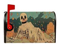 Coperture magnetiche per cassetta delle lettere con scheletro, zucca spettrale di Halloween, copertura verde per cassetta delle lettere per decorazione da giardino e cortile, 53 x 65,5 cm