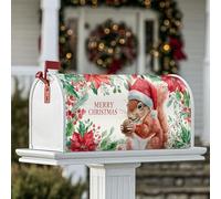 Coperture magnetiche per cassetta delle lettere con scoiattolo, motivo natalizio con stella di Natale e agrifoglio, per decorazioni per la casa e il giardino, 53 x 64 cm