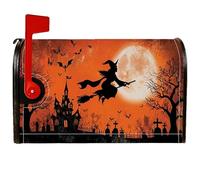 Coperture magnetiche per cassetta delle lettere con strega, copertura per cassetta delle lettere di Halloween con luna spettrale, per decorazioni esterne, 45,7 x 53,7 cm