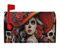 Coperture magnetiche per cassetta delle lettere con teschio, decorazione per cassetta delle lettere di Halloween, vintage, donna rosa, per decorazioni esterne, 45,7 x 53,3 cm