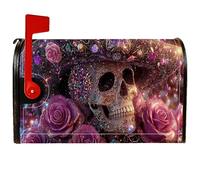 Coperture magnetiche per cassetta delle lettere con teschio, rose artistiche festive, gioielli, Halloween, viola, protezione per la posta per la casa e il giardino, 45,7 x 53,3 cm