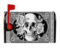 Coperture magnetiche per cassetta delle lettere con teschio, stile gotico vintage con rose, bordo ornato per Halloween, copertura per cassetta della posta, decorazione per giardino, patio, 53 x 64 cm