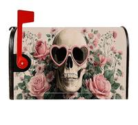 Coperture magnetiche per cassetta delle lettere con teschio, stile gotico vintage, rose e fiori, per Halloween, pesca, decorazione per prato, 53 x 64 cm