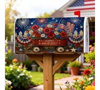 Coperture magnetiche per cassetta delle lettere del carro, copertura per cassetta delle lettere rosse con papaveri patriottici, margherite del 4 luglio, decorazione per porta d'ingresso, 53 x 64 cm