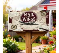 Coperture magnetiche per cassetta delle lettere dell'aereo, stile vintage, con bussola da viaggio, nessuna pelle bordeaux, decorazione per casa e giardino, 53 x 64 cm