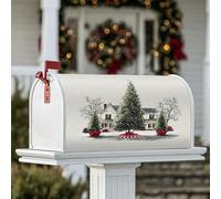 Coperture magnetiche per cassetta delle lettere dell'albero di Natale, decorazione rustica per cassetta postale verde stella di Natale per giardino patio decorazione 45,7 x 53,3 cm