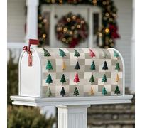 Coperture magnetiche per cassetta delle lettere dell'albero di Natale, ornamento stagionale a scacchi, motivo natalizio verde, per decorazioni esterne, 45 x 53 cm