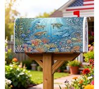 Coperture magnetiche per cassetta delle lettere delle tartarughe marine, coperture per cassette postali estive blu marino subacqueo, per esterni, decorazione per portico anteriore, 45,7 x 53,7 cm