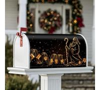 Coperture magnetiche per cassetta delle lettere di Babbo Natale, campane natalizie festive con bastoncini di zucchero, copertura per cassetta delle lettere dorata, per decorazione portico anteriore