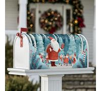 Coperture magnetiche per cassetta delle lettere di Babbo Natale, Natale festivo, per bambini, alberi di pino, copertura per cassetta delle lettere blu per decorazione cortile anteriore 53 x 64 cm