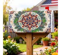 Coperture magnetiche per cassetta delle lettere mandala, stile bohémien, artistiche, con piume di pavone, decorazioni estive per cassetta delle lettere per giardino, patio, 53 x 64 cm