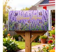 Coperture magnetiche per cassetta delle lettere per annaffiatoio con primavera, floreale, lavanda, farfalla, primavera, viola, copertura per cassetta delle lettere per decorazioni esterne 53 x 64 cm