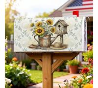 Coperture magnetiche per cassetta delle lettere per annaffiatoio rustico, casale con girasoli, copertura estiva gialla per cassetta della posta per giardino, cortile, decorazione 45,7 x 53,3 cm