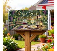 Coperture magnetiche per cassetta delle lettere per calici da vino, rustiche da giardino, uva, formaggio, verde estivo, copertura per cassetta postale per decorazione portico anteriore, 53 x 65,5 cm