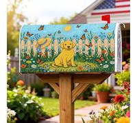 Coperture magnetiche per cassetta delle lettere per cani, copertura estiva per cassetta delle lettere gialla con farfalla e fiori, decorazione per giardino e patio, 45,7 x 53,3 cm