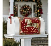 Coperture magnetiche per cassetta postale a cavallo, decorazione natalizia per cassetta delle lettere con agrifoglio, 45,7 x 53,7 cm, colore: rosso