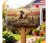 Coperture magnetiche per cassetta postale a cavallo, rustiche naturali, farfalle, fiori, estate dorata, copertura per cassetta postale per la decorazione del portico anteriore, 45,7 x 53,7 cm