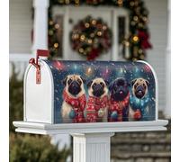 Coperture magnetiche per cassetta postale a forma di carlino, sciarpe fantasiose natalizie, decorazione per cassetta delle lettere, 53 x 64 cm