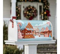 Coperture magnetiche per cassetta postale a forma di casa di pan di zenzero, fantasia natalizia con bastoncini di zucchero e fiocco di neve, decorazione per esterni, 45,7 x 53,7 cm