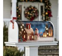 Coperture magnetiche per cassetta postale a forma di casa di pan di zenzero, regalo natalizio con pupazzo di neve, decorazioni per cassetta postale per giardino, cortile, 53 x 65,5 cm