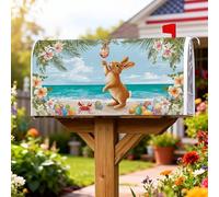 Coperture magnetiche per cassetta postale a forma di coniglio, fiori festivi primaverili, uova di Pasqua blu per la decorazione del portico anteriore, 53 x 65,5 cm