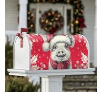 Coperture magnetiche per cassetta postale a forma di maiale, cappello rustico natalizio, copertura per cassetta delle lettere rossa per decorare la casa e il giardino, 53 x 64 cm