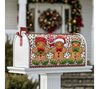 Coperture magnetiche per cassetta postale a forma di omino di pan di zenzero, decorazioni natalizie per cassetta postale con agrifoglio, decorazioni natalizie per portico anteriore, 53 x 64 cm