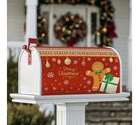 Coperture magnetiche per cassetta postale a forma di omino di pan di zenzero, ornamenti natalizi natalizi, fiocchi di neve, copertura per cassetta postale rossa per la decorazione del portico
