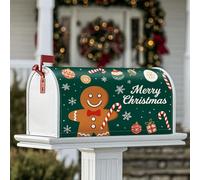 Coperture magnetiche per cassetta postale a forma di omino di pan di zenzero, ornamento natalizio a forma di bastoncino di zucchero, copertura stagionale verde per la decorazione del prato, 45,7 x