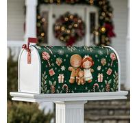 Coperture magnetiche per cassetta postale a forma di omino di pan di zenzero, regalo natalizio con bastoncini di zucchero, copertura verde per cassetta postale per la casa e il giardino, 45,7 x 53,3