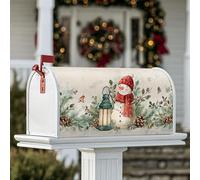 Coperture magnetiche per cassetta postale a forma di pupazzo di neve, decorazione invernale rustica per lanterna, pigne verdi invernali, decorazioni per cassetta delle lettere per giardino, cortile