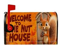 Coperture magnetiche per cassetta postale a forma di scoiattolo, decorazione autunnale per cassetta postale arancione per giardino, patio, 53 x 64 cm