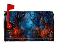 Coperture magnetiche per cassetta postale a forma di zucca, per Halloween spettrale albero sentiero Halloween blu per decorazione portico anteriore 53 x 65,5 cm