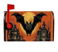 Coperture magnetiche per cassetta postale a pipistrello, copertura per cassetta delle lettere di Halloween, gotico, luna, casa stregata, Halloween, arancione, per decorazione del prato, 53 x 65,5 cm