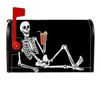 Coperture magnetiche per cassetta postale a scheletro, copertura nera per cassetta della posta, per Halloween, decorazione per giardino, cortile, 53 x 64 cm
