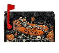 Coperture magnetiche per cassetta postale a scheletro, spaventose zucche giocose, zattera, Halloween, arancione, protezione per la porta d'ingresso, 45,7 x 53,7 cm
