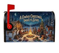 Coperture magnetiche per cassetta postale a tema cowboy occidentale a tema | Western Rustic Theme, Mailbox Post Cover, paesaggio innevato foresta, stile di vita cowboy, orizzonte stellato notturno