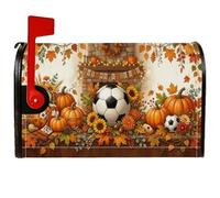 Coperture magnetiche per cassetta postale a tema sport di calcio autunnale | Tema palla da calcio, copertura della posta della cassetta postale, zucche raccolte autunnali, accenti di girasole