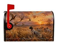 Coperture magnetiche per cassetta postale autunnale con paesaggio di caccia | Motivo cane da caccia, copertura per cassetta delle lettere, scena di volo di fagiano, arte rustica della fauna selvatica
