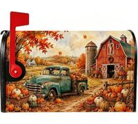 Coperture magnetiche per cassetta postale autunnale con scena della | Camion vintage, copertura per cassetta delle lettere, fienile, tema fattoria, motivo raccolto, paesaggio rustico