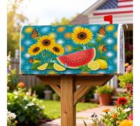 Coperture magnetiche per cassetta postale con anguria, copertura estiva per cassetta postale con girasole vibrante e farfalla, turchese per le vacanze, per esterni, decorazione da giardino, 53 x 64 cm