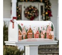 Coperture magnetiche per cassetta postale con bastoncini di zucchero, casa di pan di zenzero, albero sempreverde, protezione per cassetta postale per esterni, decorazione da giardino, 53 x 64 cm