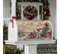 Coperture magnetiche per cassetta postale con cappello di Babbo Natale, decorazione rustica per la spiaggia, con gabbiano costiero, per Natale, per le vacanze, per la casa e il giardino, 53 x 64 cm