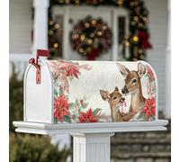 Coperture magnetiche per cassetta postale con cervo, decorazione natalizia rustica a forma di stella di Natale, bastoncino di zucchero, decorazione per esterni, giardino, cortile, 45,7 x 53,7 cm